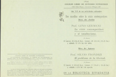 2.	Imagen de volante de difusión de curso de Gino Germani en el CLES en 1956. Fondo Gino Germani IIGGG